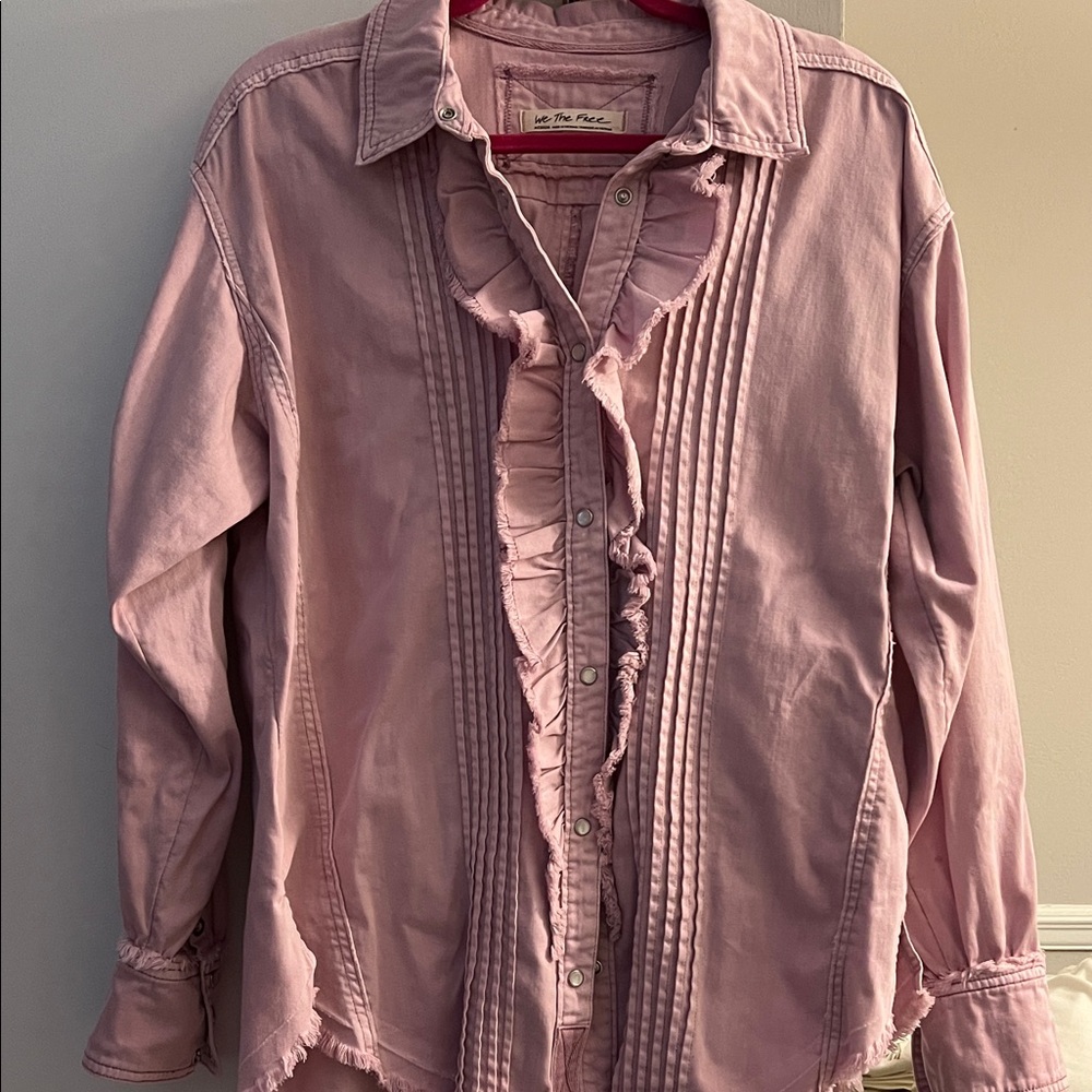 Free People We The Free Billie Denim Tux shirt in the orchid color.